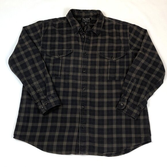 Filson Plaid Lightweight Alaskan Guide Shirt Black Charcoal Size XXL 10743 - Picture 11 of 11